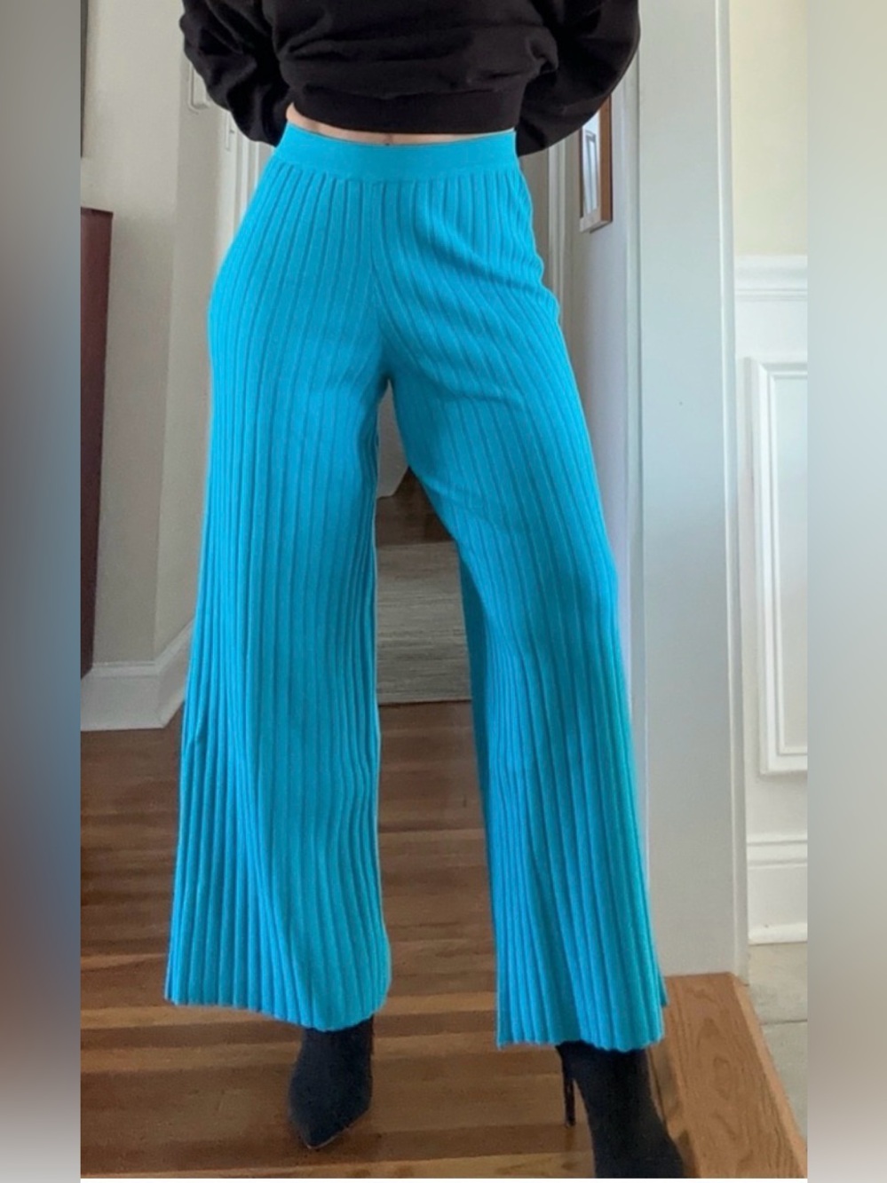 Dressed in Lala Blue sweater pants